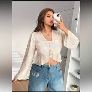 Vintage vibes Cream Sheer Blouse